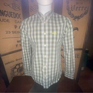 Superdry Men's Green and Blue Plaid Button Down Shirt, M